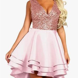 Elegant Pink Sequin Dress